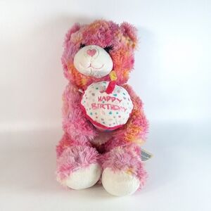 Build-A-Bear BAB Tie Dye Pink Bear Birthday Cupcake